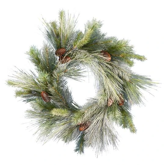 24" Unlit Frosted Myers Pine Artificial Christmas Wreath 1 24" Unlit Frosted Myers Pine Artificial Christmas Wreath