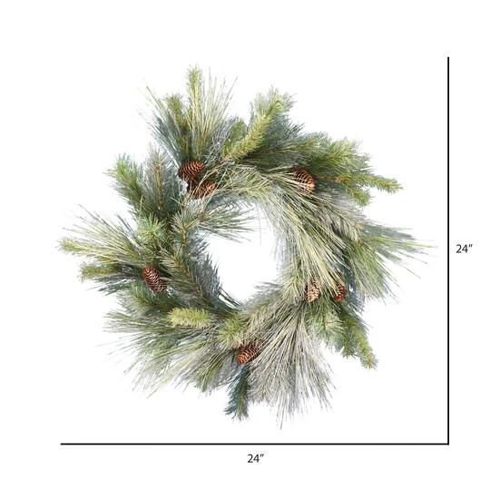 24" Unlit Frosted Myers Pine Artificial Christmas Wreath 3 24" Unlit Frosted Myers Pine Artificial Christmas Wreath - Image 3