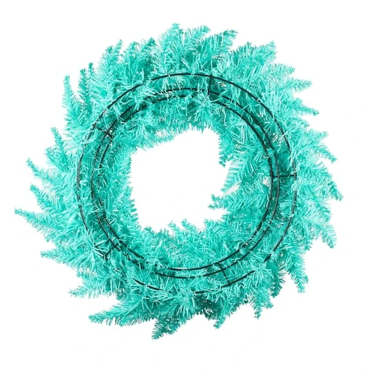 24" Unlit Aqua Fir Artificial Christmas Wreath 6 24" Unlit Aqua Fir Artificial Christmas Wreath - Image 6