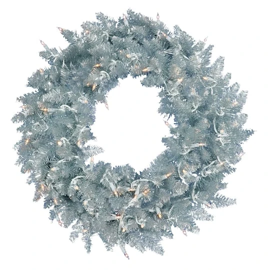 48" Pre-Lit Silver Fir Artificial Christmas Wreath, Warm White Dura-Lit LED Lights 2 48" Pre-Lit Silver Fir Artificial Christmas Wreath, Warm White Dura-Lit LED Lights - Image 2