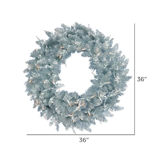 36" Pre-Lit Silver Fir Artificial Christmas Wreath, Warm White Dura-Lit LED Lights 5 36" Pre-Lit Silver Fir Artificial Christmas Wreath, Warm White Dura-Lit LED Lights - Image 5
