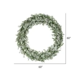 60" Pre-Lit Flocked Kiana Artificial Christmas Wreath, Warm White Dura-Lit® LED Mini Lights -Northlight Sale Store D575351S 5
