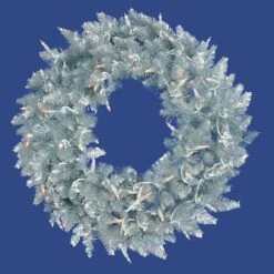 30" Warm White LED Lights Silver Fir Artificial Christmas Wreath -Northlight Sale Store D575367S 2