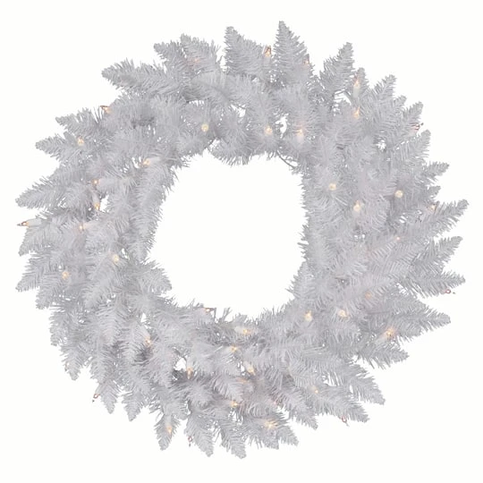 60" Sparkle White Spruce Wreath, Warm White LED Lights 2 60" Sparkle White Spruce Wreath, Warm White LED Lights - Image 2