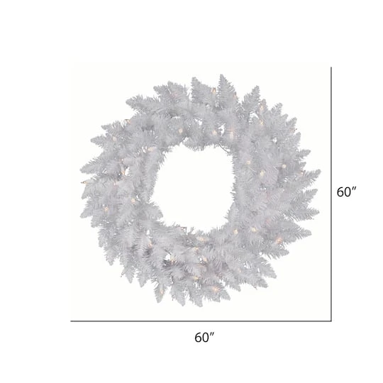 60" Sparkle White Spruce Wreath, Warm White LED Lights 3 60" Sparkle White Spruce Wreath, Warm White LED Lights - Image 3