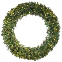 60" Warm White LED Lights Cashmere Artificial Christmas Wreath