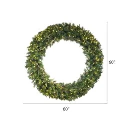 60" Warm White LED Lights Cashmere Artificial Christmas Wreath -Northlight Sale Store D575375S 5