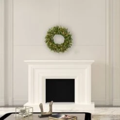 24" Pre-Lit Cashmere Christmas Wreath, Warm White LED Lights -Northlight Sale Store D575441S 2