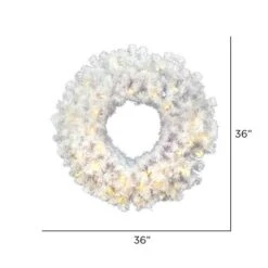36" Pre-Lit Crystal White Spruce Christmas Wreath, Warm White LED Lights -Northlight Sale Store D575449S 3