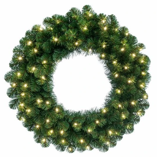 30" Oregon Fir Christmas Wreath, Warm White LED Lights 2 30" Oregon Fir Christmas Wreath, Warm White LED Lights - Image 2
