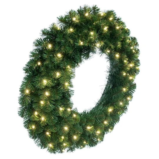 30" Oregon Fir Christmas Wreath, Warm White LED Lights 3 30" Oregon Fir Christmas Wreath, Warm White LED Lights - Image 3