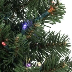 24" Pre-Lit Oregon Fir Christmas Square Wreath, Multicolor LED Lights -Northlight Sale Store D575455S 2