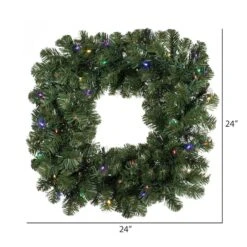 24" Pre-Lit Oregon Fir Christmas Square Wreath, Multicolor LED Lights -Northlight Sale Store D575455S 5