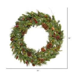 36" Pre-Lit Cibola Mixed Berry Christmas Wreath, Warm White LED Lights -Northlight Sale Store D575459S 3