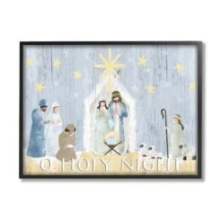 Stupell Industries Nativity Barn Stable Christmas Holiday Wall Art In Black Frame