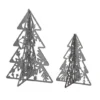 10" & 7" Silver Wood Christmas Trees Table Décor