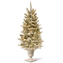 4ft. Pre-Lit Snowy Sheffield Spruce Entrance Artificial Christmas Tree, Twinkly™ LED Lights