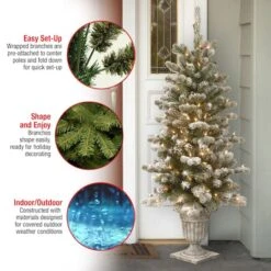 4ft. Pre-Lit Snowy Sheffield Spruce Entrance Artificial Christmas Tree, Twinkly™ LED Lights -Northlight Sale Store D645030S 16