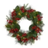 Glitzhome® 24" Pre-Lit Berry, Magnolia Leaf & Pinecone Wreath