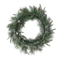 Glitzhome® 24" Pre-Lit Snow Flocked Greenery Pine Poinsettia Christmas Wreath 17 Glitzhome® 24" Pre-Lit Snow Flocked Greenery Pine Poinsettia Christmas Wreath -Northlight Sale Store D652255S 8
