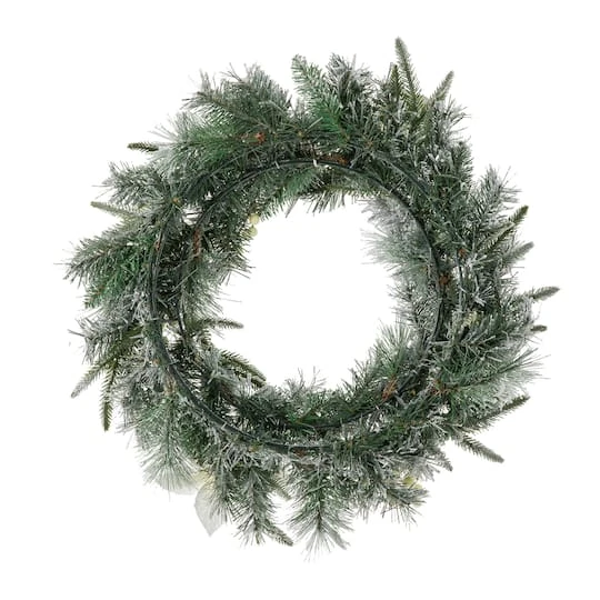 Glitzhome® 24" Pre-Lit Snow Flocked Greenery Pine Poinsettia Christmas Wreath 9 Glitzhome® 24" Pre-Lit Snow Flocked Greenery Pine Poinsettia Christmas Wreath - Image 9