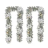 Glitzhome® 2 Pack 9ft. Pre-Lit Snow Flocked Greenery Pine Poinsettia Christmas Garland
