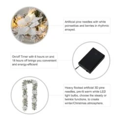 Glitzhome® 24" Pre-Lit Snow Flocked Greenery Pine Poinsettia Christmas Wreath & Matched 2 Pack 9ft. Garland Set 17 Glitzhome® 24" Pre-Lit Snow Flocked Greenery Pine Poinsettia Christmas Wreath & Matched 2 Pack 9ft. Garland Set -Northlight Sale Store D652258S 8