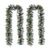 Glitzhome® 2 Pack 9ft. Pre-Lit Greenery Pinecones & Red Berries Christmas Garland