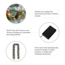 Glitzhome® 2 Pack 9ft. Pre-Lit Greenery Pinecones & Red Berries Christmas Garland -Northlight Sale Store D652259S 8
