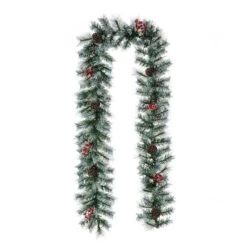 Glitzhome® 9ft. Pre-Lit Greenery Pinecones & Red Berries Christmas Garland -Northlight Sale Store D652260S 7
