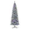 9ft. Pre-Lit Flocked Pine Pencil Artificial Christmas Tree, Multicolor LED Lights