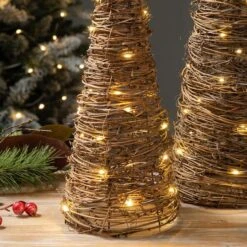 Glitzhome® Pre-Lit Rattan Christmas Table Tree Décor Set -Northlight Sale Store D652291S 3
