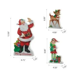 Glitzhome® Wooden Christmas Santa, Elf & Reindeer Table Décor Set -Northlight Sale Store D652310S 6