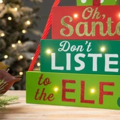 Glitzhome® 12" Lighted Wooden Christmas Gift Block Table Décor -Northlight Sale Store D652311S 5