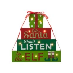 Glitzhome® 12" Lighted Wooden Christmas Gift Block Table Décor -Northlight Sale Store D652311S 6