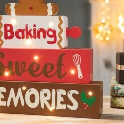 Glitzhome® 12" Lighted Wooden Christmas Gingerbread Man Block Table Décor -Northlight Sale Store D652312S 4