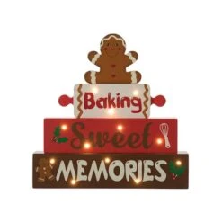 Glitzhome® 12" Lighted Wooden Christmas Gingerbread Man Block Table Décor -Northlight Sale Store D652312S 5
