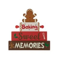 Glitzhome® 12" Lighted Wooden Christmas Gingerbread Man Block Table Décor -Northlight Sale Store D652312S 6