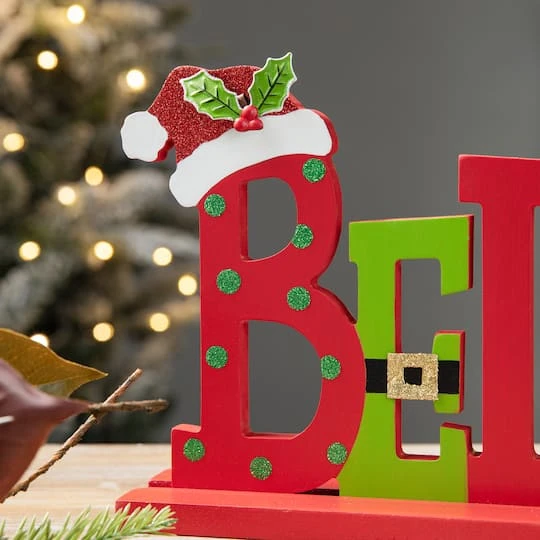 Glitzhome® 14'' BELIEVE Wooden Christmas Table Décor 5 Glitzhome® 14'' BELIEVE Wooden Christmas Table Décor - Image 5