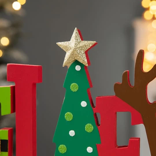 Glitzhome® 14'' BELIEVE Wooden Christmas Table Décor 6 Glitzhome® 14'' BELIEVE Wooden Christmas Table Décor - Image 6