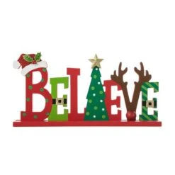 Glitzhome® 14'' BELIEVE Wooden Christmas Table Décor 15 Glitzhome® 14'' BELIEVE Wooden Christmas Table Décor -Northlight Sale Store D652314S 6