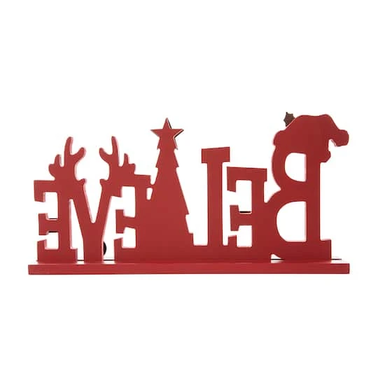 Glitzhome® 14'' BELIEVE Wooden Christmas Table Décor 8 Glitzhome® 14'' BELIEVE Wooden Christmas Table Décor - Image 8