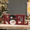 Glitzhome® 15'' NOEL Wooden Christmas Plaid Table Décor