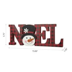 Glitzhome® 15'' NOEL Wooden Christmas Plaid Table Décor 15 Glitzhome® 15'' NOEL Wooden Christmas Plaid Table Décor -Northlight Sale Store D652316S 7