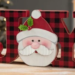Glitzhome® 11.75'' JOY Wooden Christmas Plaid Table Décor 12 Glitzhome® 11.75'' JOY Wooden Christmas Plaid Table Décor -Northlight Sale Store D652317S 4