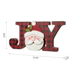 Glitzhome® 11.75'' JOY Wooden Christmas Plaid Table Décor 15 Glitzhome® 11.75'' JOY Wooden Christmas Plaid Table Décor -Northlight Sale Store D652317S 7
