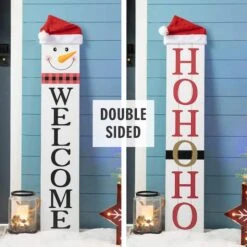 Glitzhome® 42.5'' Reversible Double-Sided Wooden Porch Sign -Northlight Sale Store D652320S 2