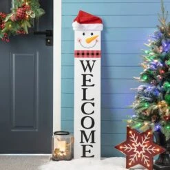 Glitzhome® 42.5'' Reversible Double-Sided Wooden Porch Sign -Northlight Sale Store D652320S 4