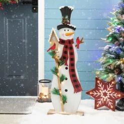 Glitzhome® 36'' Lighted Wooden Snowman Porch Décor -Northlight Sale Store D652321S 3