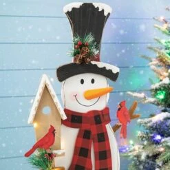 Glitzhome® 36'' Lighted Wooden Snowman Porch Décor -Northlight Sale Store D652321S 5